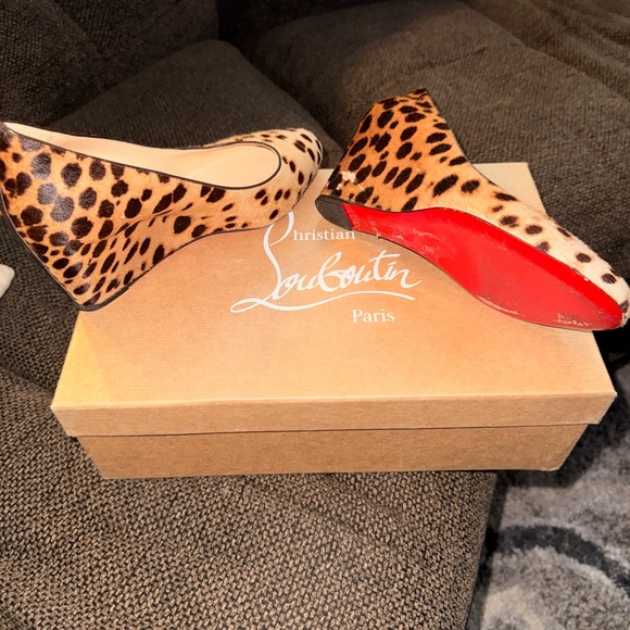 Christian Louboutin Shoes - Christian Louboutin Leopard Wedges with Red Soles
